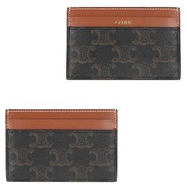Céline Medium Tri-Fold Canvas and Calfskin Card Holder Black