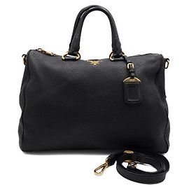 Prada Borsa tote e borsa a tracolla Black Vitello Dino Nero