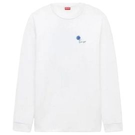 Kenzo Tulip Langarm T-Shirt aus Baumwolle Weiß