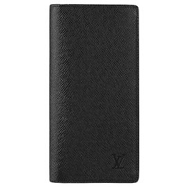 Louis Vuitton Wallet Black Taiga Leather Black