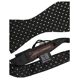 Dolce & Gabbana Gravata Borboleta Ajustável de Bolinhas Preto e Branco Preto