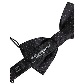 Dolce & Gabbana Dark Blue White Polka Dot Adjustable Neck Papillon Bow Tie Blue
