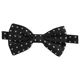 Dolce & Gabbana Black White Polka Dot Adjustable Neck Papillon Bow Tie Black