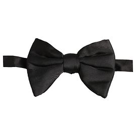 Dolce & Gabbana Men Black % Silk Adjustable Neck Papillon Bow Tie Black
