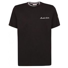 Moncler Baumwoll-T-Shirt mit besticktem Logo Schwarz