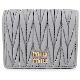 Miu Miu Nappa Leather Wallet Pearl Grey Brown