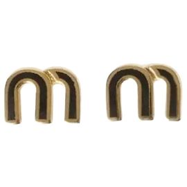 Miu Miu Emaille Metall Ohrringe Schwarz Schwarz