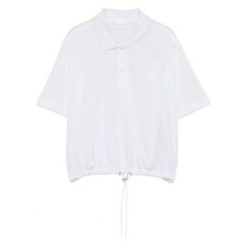 Moncler Polo cropped em piqué de algodão com patch de logótipo grande Branco