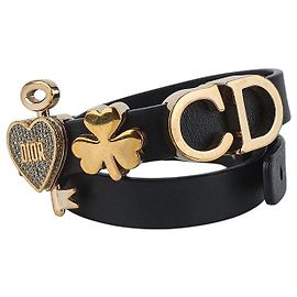 Dior Pulseira de couro My ABC Gold Charm Double Loop (Inclui pingentes) Rosa
