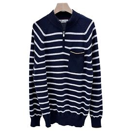 Brunello Cucinelli Pull en maille à rayures et demi-zip Multicolore