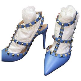 Valentino Chaussures Rockstud en cuir bleu Bleu