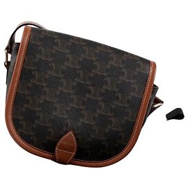 Céline Borsa Triope Canvas Medium Polka Dot Tan Marrone