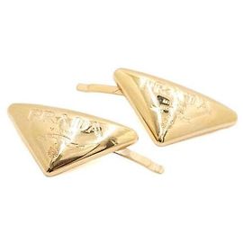 Prada Barrette à cheveux dorée avec logo triangle Doré