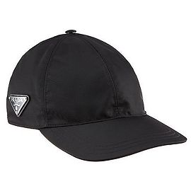 Prada Nylon Triangle Logo Baseball Cap Black Black