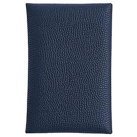Hermès Calvi Card Holder Wallet Navy Blue