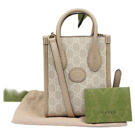 Gucci Mini sac cabas Interlocking Beige Marron