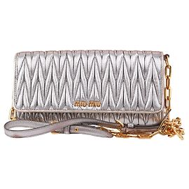 Miu Miu Mini Borsa a Tracolla Argento Pelle Argento