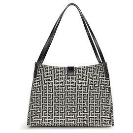 Balmain Bolso de hombro de algodón negro Negro