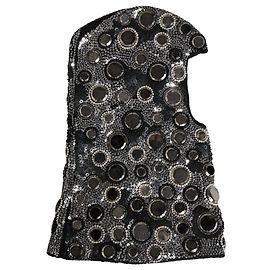 Dolce & Gabbana Black Wool Crystal Embellished Balaclava Hat Black
