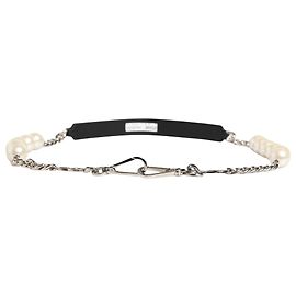 Dolce & Gabbana Black Leather Silver Chain Bag Accessory Shoulder Strap Black