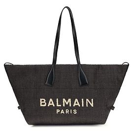 Balmain Bolsa de ombro em ráfia preta Preto