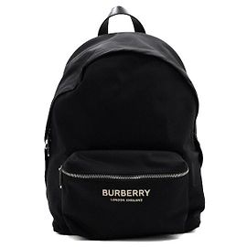 Burberry Black Logo Print Nylon Men's Backpack Black