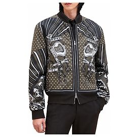 Hermès Printed Stand Collar Zip Jacket Brown