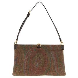 Mini clutch Etro Talk marrón Paisley jacquard Castaño