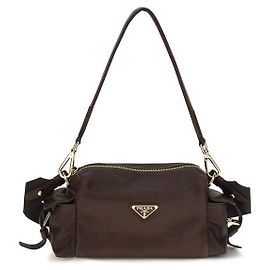 Prada Borsa a tracolla in pelle Napa marrone / vitello Bos Taurus Marrone