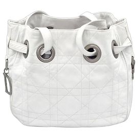Dior Gesteppte Schultertasche Weiß Weiß