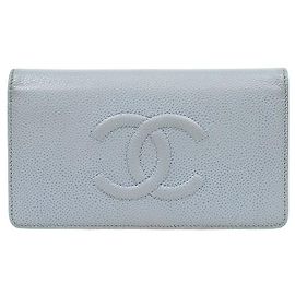 Chanel Blue Caviar Long Wallet Blue