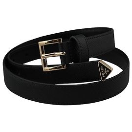 Prada Saffiano Ledergürtel Schwarz Schwarz