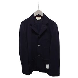 Thom Browne Navy Strick-Blazer mit Three-Stripes Blau