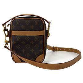 Louis Vuitton Bolsa Messenger Crossbody Mini Danube Monogram Leather Marrom