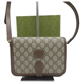 Gucci Mini borsa a tracolla interlocking beige e marrone Marrone