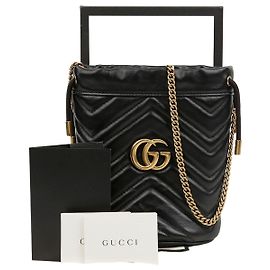 Gucci Mini Borsa Secchiello GG Marmont Nera Nero