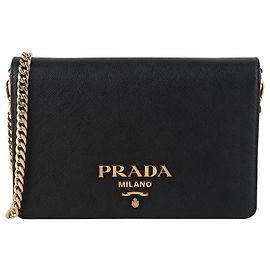 Prada Mini mala de ombro com corrente Saffiano Lux Dourado