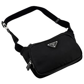 Prada Sac ceinture unisexe en nylon avec logo triangle Marron