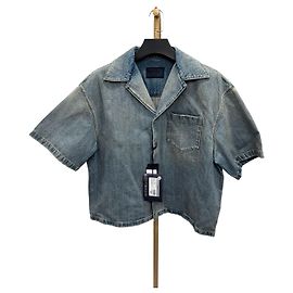Prada Nuova camicia da bowling in denim a maniche corte Blu