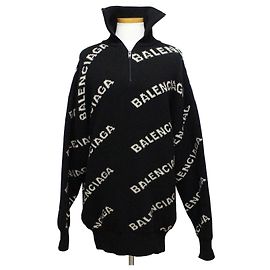 Balenciaga Multi-Logo Half-Zip Strickpullover Mehrfarben