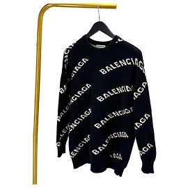 Balenciaga Multi-Logo Knit Sweater Black Black