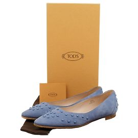 Tod's Stud Flat Shoes Brown Suede Brown