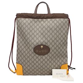 Gucci GG Supreme Neo Vintage Drawstring Backpack Brown