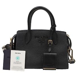 Prada Monochrome Tote Shoulder Bag Brown