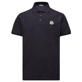 Moncler Piqué- Polohemd aus Baumwolle mit Logo-Patch Blau
