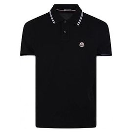 Moncler Baumwoll-Poloshirt mit Logo-Patch Schwarz