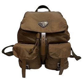 Prada Sac à dos en nylon bicolore marron Medium Marron