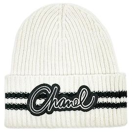 Chanel Conjunto de Gorro e Cachecol de Cashmere Ivory Branco