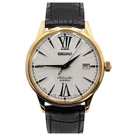 Seiko Automatic Leather Band Men's Watch White