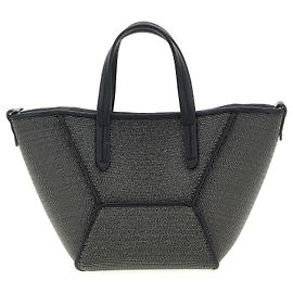 Borsa Duo Mini Precious in pelle nera Brunello Cucinelli Nero